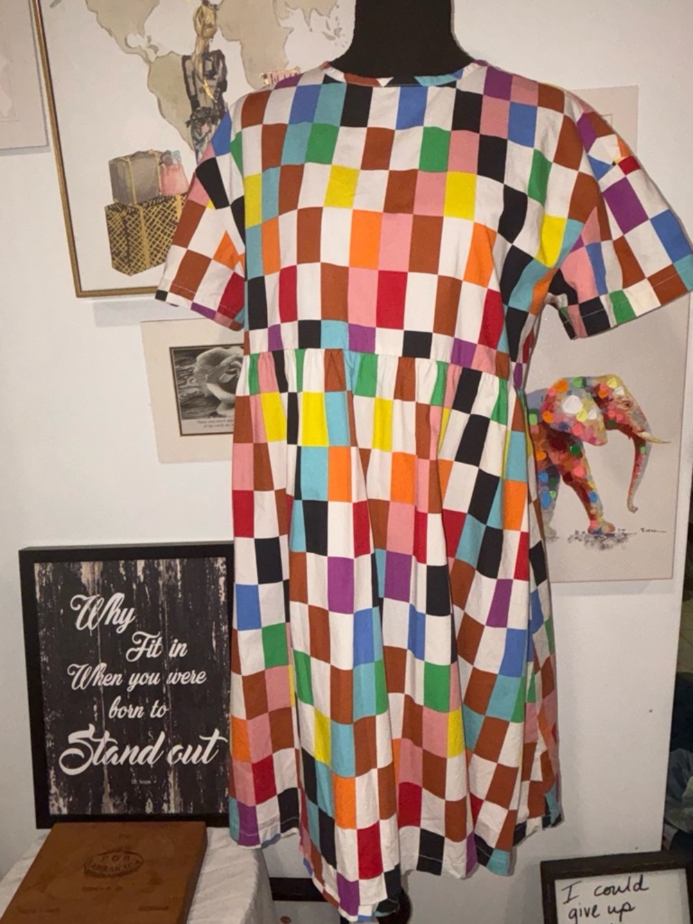 Target Multicolor Checkerboard Mini Dress